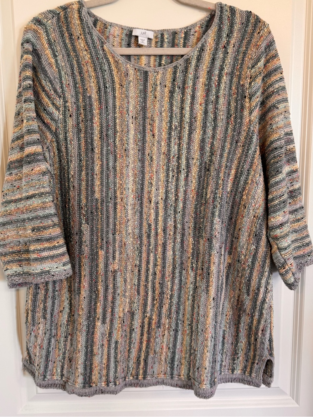 J. Jill Classic Collection Textured Spray-Dyed Multi-Color Sweater